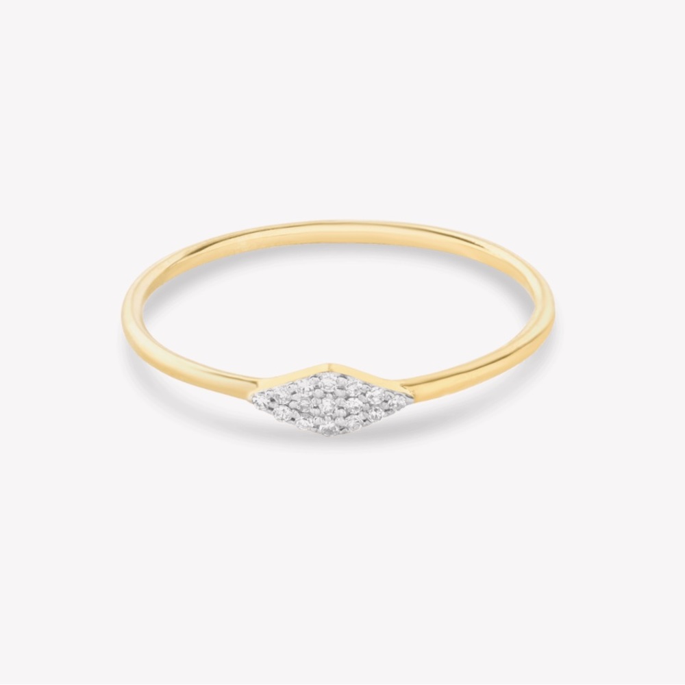 Stone and Strand Pave Diamond Shape Ring